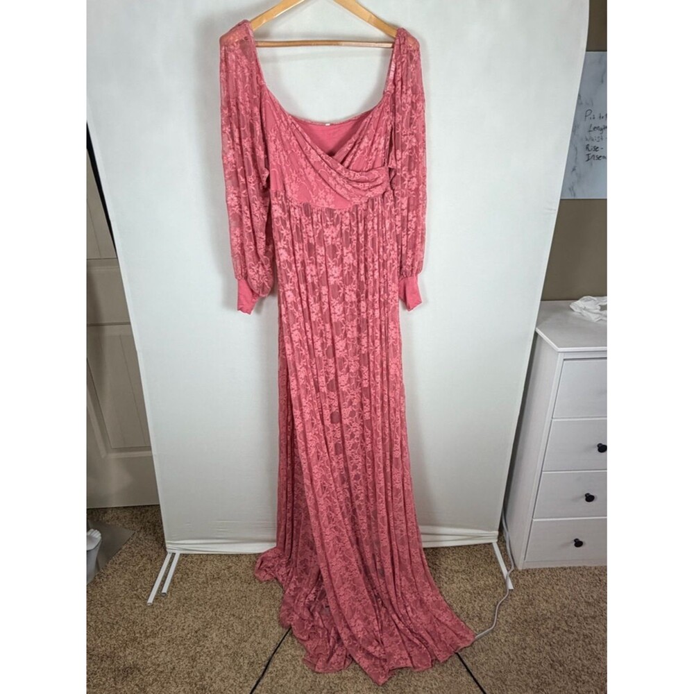 Soft Stretchy Lace Off Shoulder Maternity Dress Maxi Gown Pregnancy Photoshoot